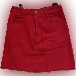 John Galt red denim skirt